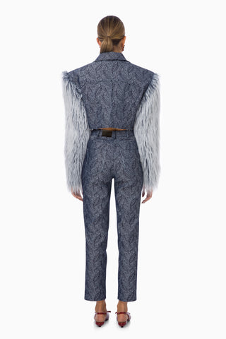 Clarte Denim Trousers / Dark Blue Patterned