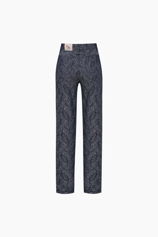 Clarte Denim Trousers / Dark Blue Patterned