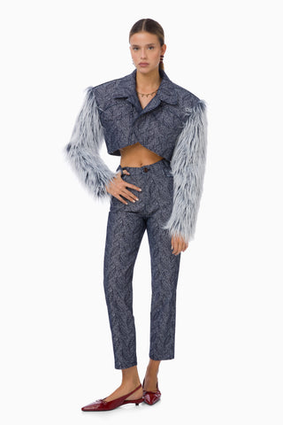 Clarte Denim Trousers / Dark Blue Patterned