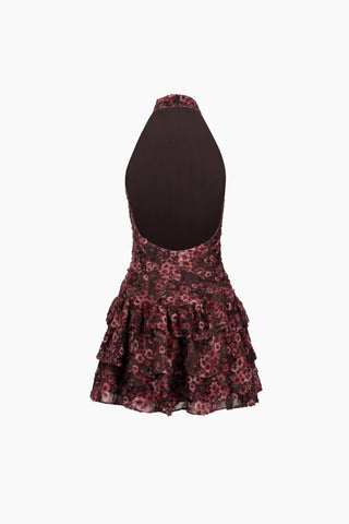 Fiore Pembe Çiçekli Mini Elbise