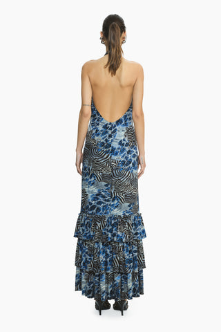 Liora Blue Leopard Maxi Dress