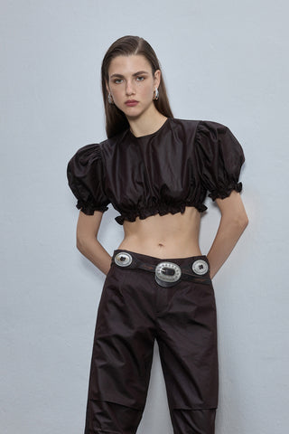 Mimi Crop Bluz / Kahverengi