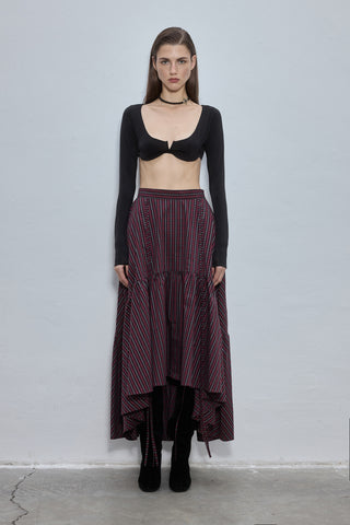 Miggs Burgundy Plaid Midi Skirt