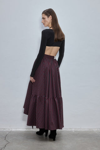 Miggs Burgundy Plaid Midi Skirt