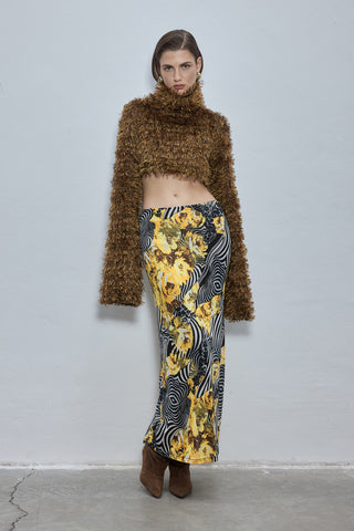 Marn Mustard Crop Knit Top