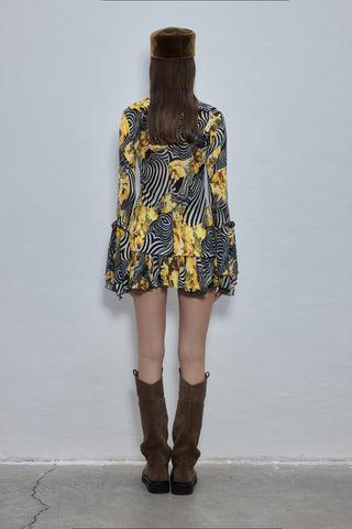 Lenny Yellow Patterned Mini Skirt