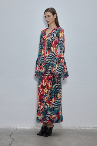 Yuna Red Patterned Blouse
