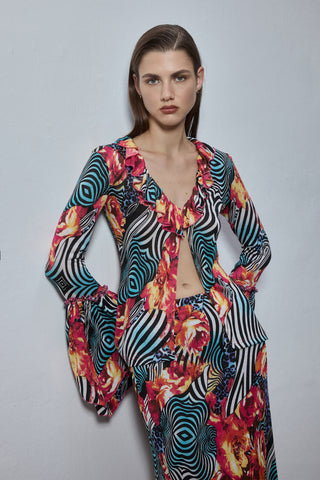 Yuna Red Patterned Blouse