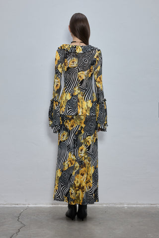 Yuna Yellow Patterned Blouse