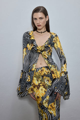 Yuna Yellow Patterned Blouse