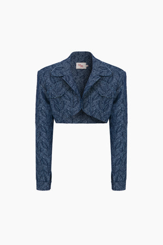 Wander Koyu Mavi Desenli Denim Ceket