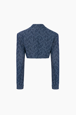 Wander Koyu Mavi Desenli Denim Ceket