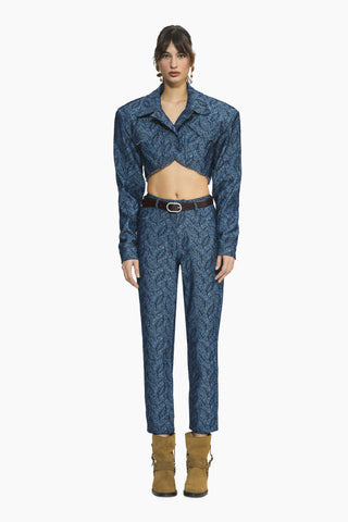 Wander Dark Blue Patterned Denim Jacket