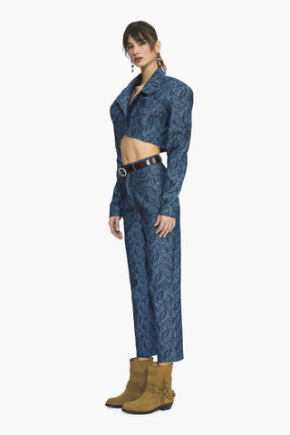 Clarte Denim Pantolon / Koyu Mavi Desenli