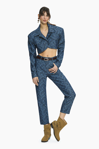 Wander Koyu Mavi Desenli Denim Ceket