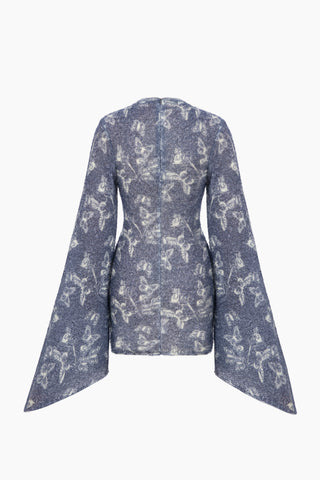 Yume Knit Dress / Blue Butterfly Patterned