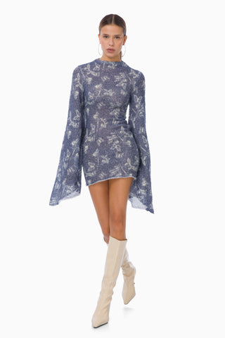 Yume Knit Dress / Blue Butterfly Patterned