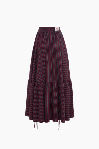 Miggs Burgundy Plaid Midi Skirt