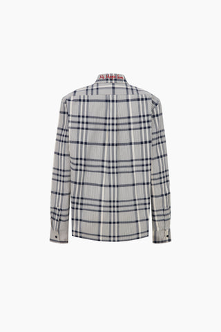 Ease Boyfriend Shirt / Beige Navy Checked