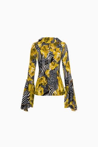 Yuna Yellow Patterned Blouse