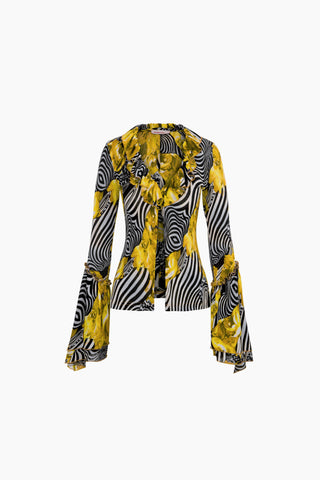 Yuna Yellow Patterned Blouse