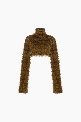 Marn Mustard Crop Knit Top