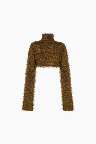 Marn Mustard Crop Knit Top